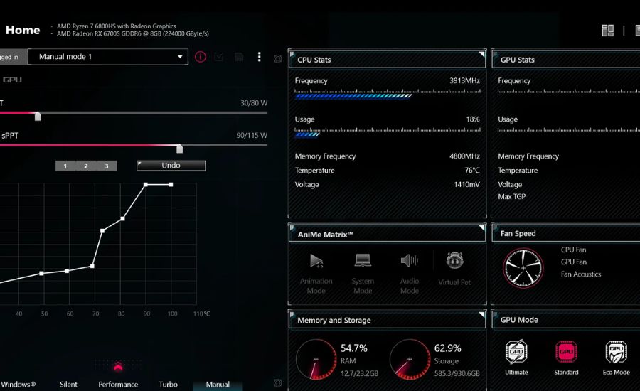 uxtu balanced profile laptop doeas not go above 88 degreess